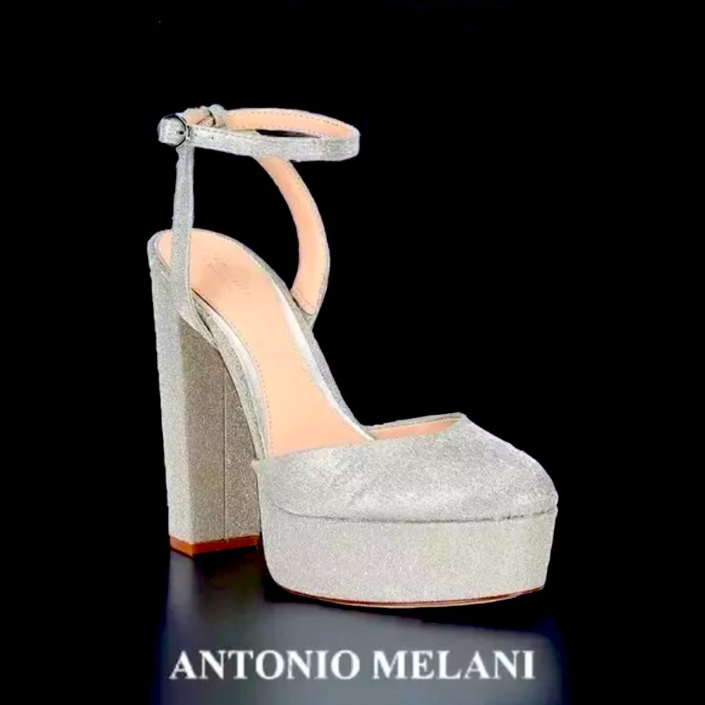 NWT Born on Fifth x Antonio Melani The Liv Metallic Glitter Platform Pumps SZ 9